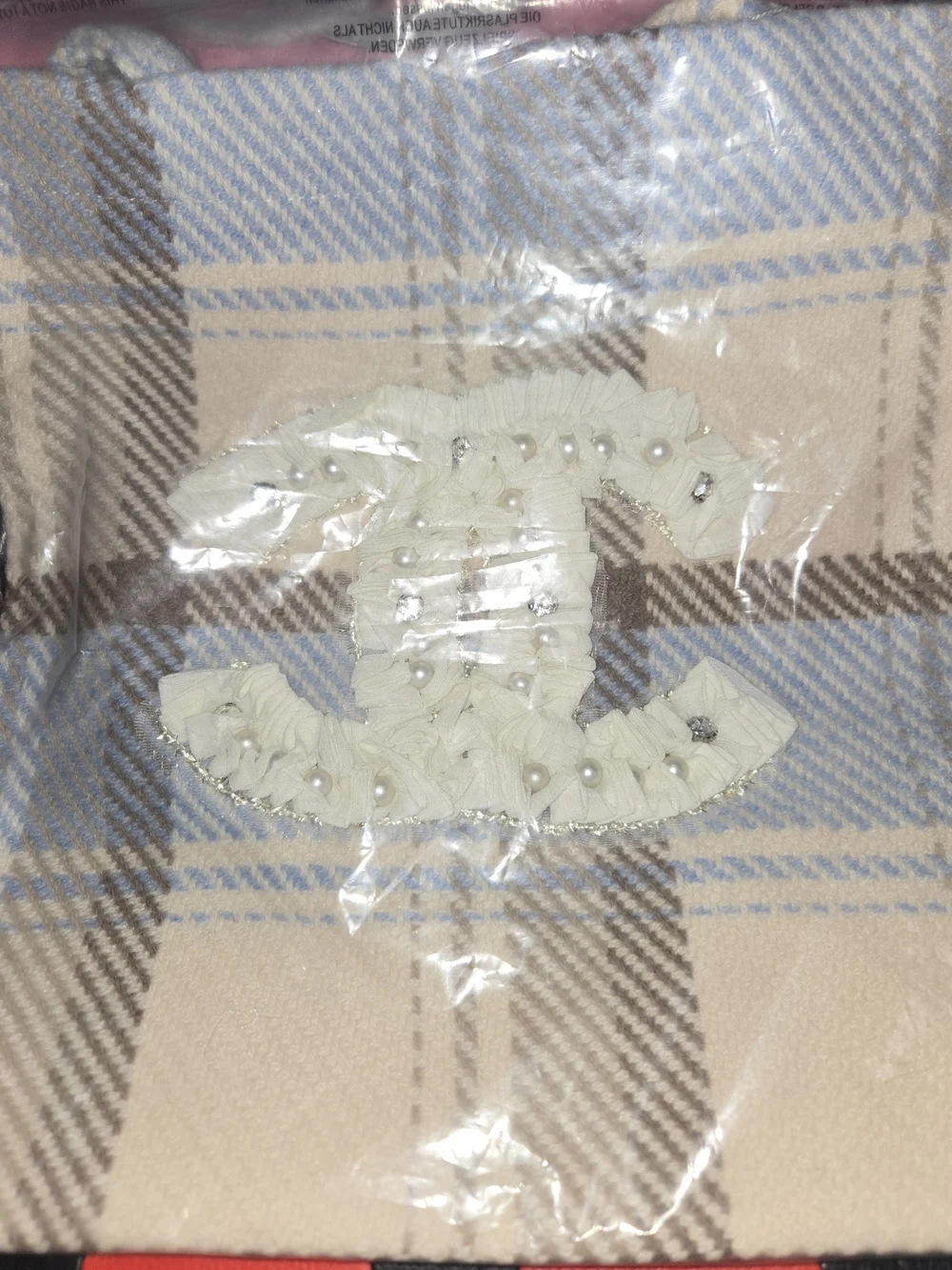 CHANEL GWP Ivory Pearl-Embellished Double C Patch Bag